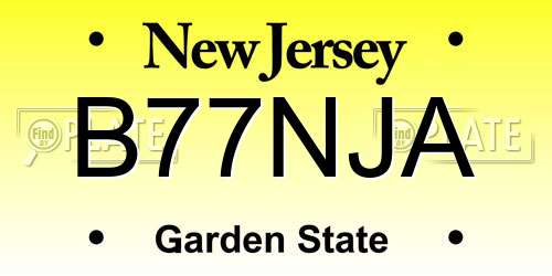 B77NJA New Jersey License Plate