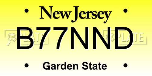 B77NND New Jersey License Plate