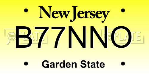 B77NNO New Jersey License Plate