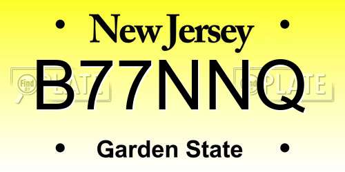 B77NNQ New Jersey License Plate