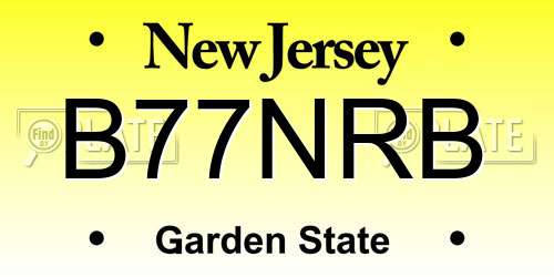 B77NRB New Jersey License Plate