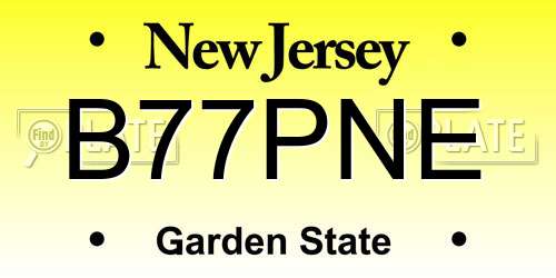 B77PNE New Jersey License Plate