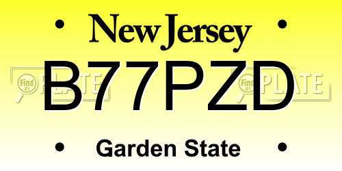 B77PZD New Jersey License Plate