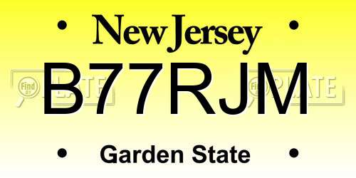 B77RJM New Jersey License Plate