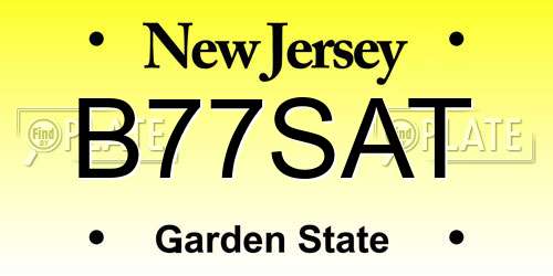 B77SAT New Jersey License Plate