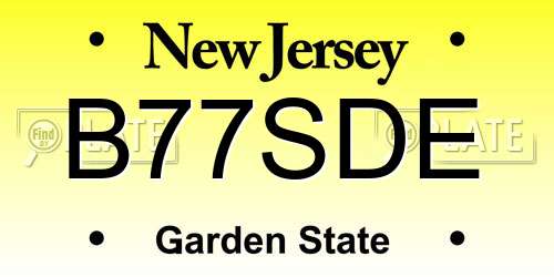 B77SDE New Jersey License Plate