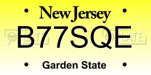 B77SQE New Jersey License Plate