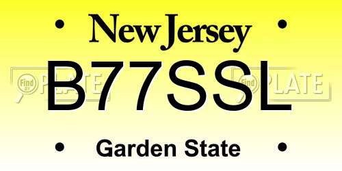 B77SSL New Jersey License Plate