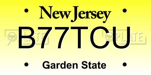 B77TCU New Jersey License Plate