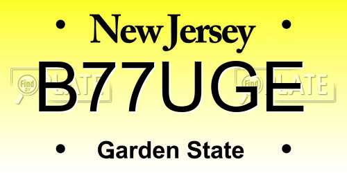 B77UGE New Jersey License Plate