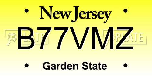 B77VMZ New Jersey License Plate