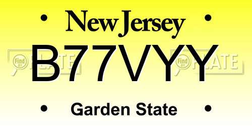 B77VYY New Jersey License Plate