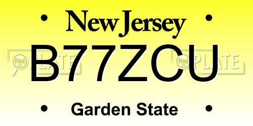 B77ZCU New Jersey License Plate