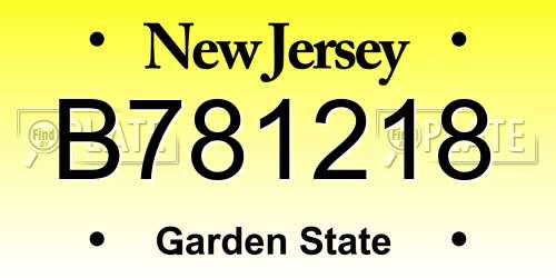 B781218 New Jersey License Plate