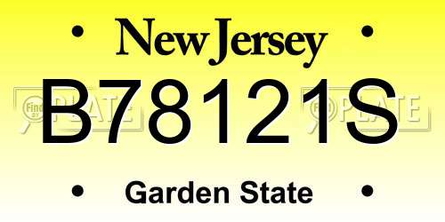 B78121S New Jersey License Plate