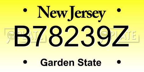 B78239Z New Jersey License Plate