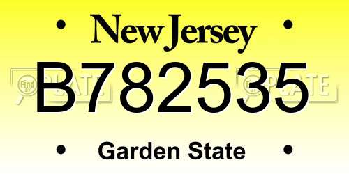 B782535 New Jersey License Plate
