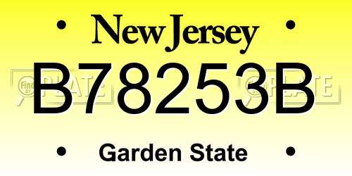 B78253B New Jersey License Plate