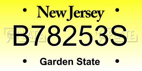 B78253S New Jersey License Plate