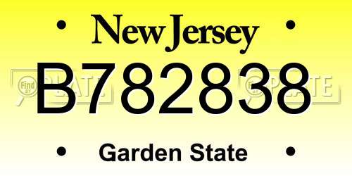 B782838 New Jersey License Plate