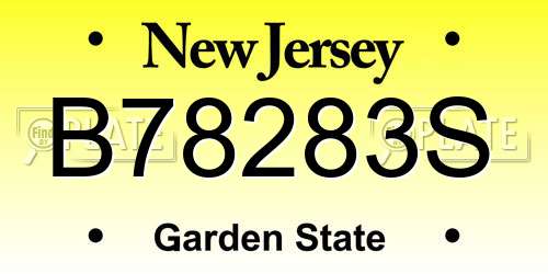 B78283S New Jersey License Plate