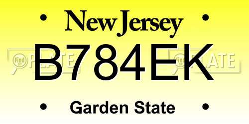 B784EK New Jersey License Plate