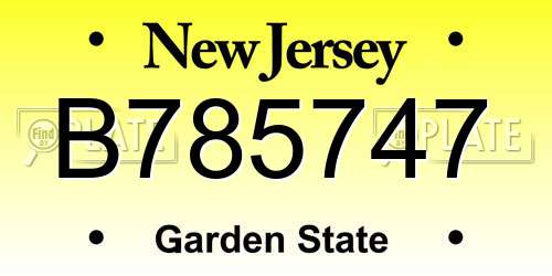 B785747 New Jersey License Plate