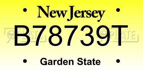 B78739T New Jersey License Plate