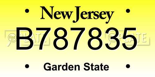 B787835 New Jersey License Plate
