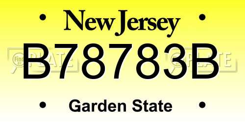 B78783B New Jersey License Plate