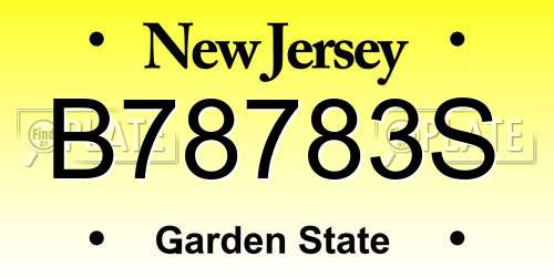 B78783S New Jersey License Plate