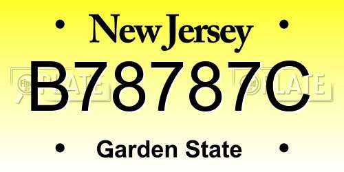B78787C New Jersey License Plate
