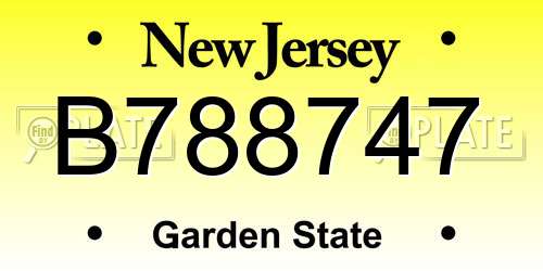 B788747 New Jersey License Plate