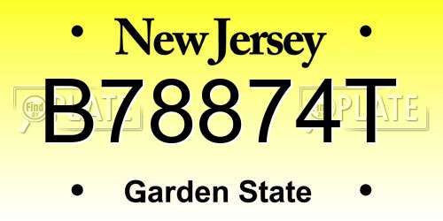 B78874T New Jersey License Plate