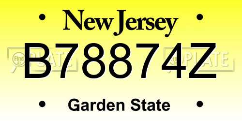 B78874Z New Jersey License Plate