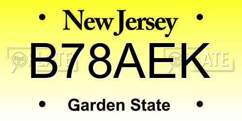 B78AEK New Jersey License Plate