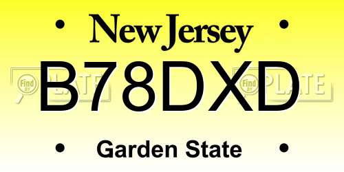 B78DXD New Jersey License Plate
