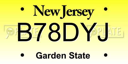 B78DYJ New Jersey License Plate