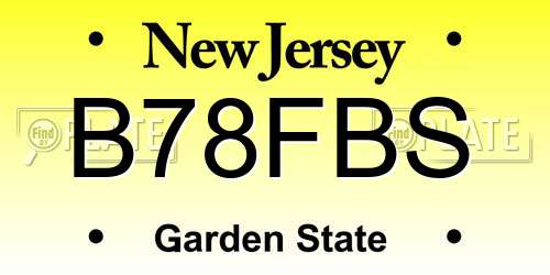 B78FBS New Jersey License Plate