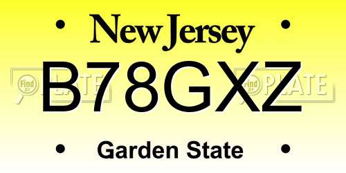 B78GXZ New Jersey License Plate