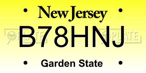 B78HNJ New Jersey License Plate