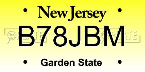 B78JBM New Jersey License Plate