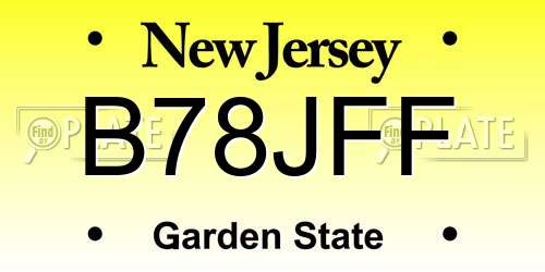 B78JFF New Jersey License Plate