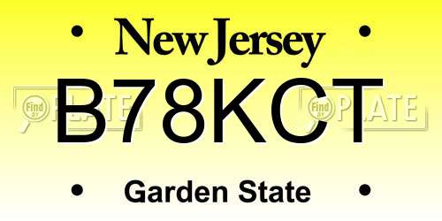 B78KCT New Jersey License Plate