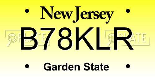 B78KLR New Jersey License Plate