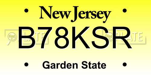 B78KSR New Jersey License Plate