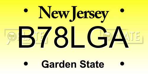 B78LGA New Jersey License Plate