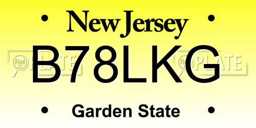 B78LKG New Jersey License Plate