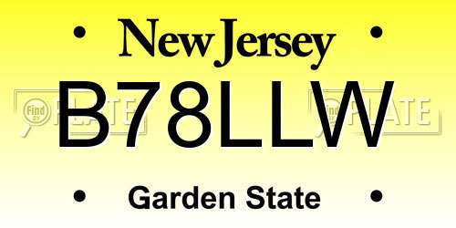 B78LLW New Jersey License Plate