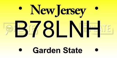 B78LNH New Jersey License Plate